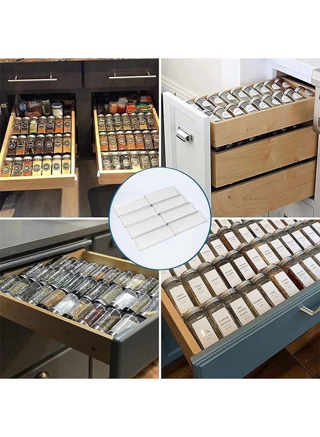 رف بهارات لدرج | منظم أكريليك درجي 8 قطع 4 طبقات قابل للتوسيع غير المنزلق، يلائم أدراج مطبخ 11'' إلى 22''، يحتوي على 24 جرة توابل أو أكثر، صينية شفافة آمنة للغذاء خالية من البيفنول أ، ضرورة لرمضان في مطابخ السعودية - Image 5